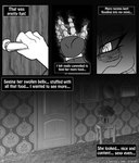 2017 anthro bandage blockage_(layout) comic demonic door door_handle dragon english_text flower four_frame_image furniture hi_res horizontal_blockage if_hell_had_a_taste male mirror monochrome mythological_creature mythological_scalie mythology plant scales scalie skylar_fidchell solo table text vase viroveteruscy wounded