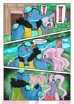 breasts clothing comic darren_(goopyarts) dialogue dragon female generation_5_pokemon generation_6_pokemon goodra goopyarts hi_res male mythological_creature mythological_scalie mythology nintendo pokemon pokemon_(species) rose_(goopyarts) scalie seismitoad thick_thighs wide_hips