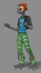 3_toes 5_fingers anthro biped brown_eyes clothed clothing feet fingers gesture grey_body hi_res male neon_(artist) october_(hevdra) reptile scalie shirt solo standing toes topwear waving