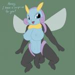 1:1 antennae_(anatomy) anthro anthrofied areola arthropod balls barefoot big_breasts biped black_body black_skin blue_body blue_eyes blue_skin breasts english_text erect_nipples feelers feet flaccid foreskin generation_3_pokemon genitals green_background gynomorph hair hi_res humanoid_genitalia humanoid_penis illumise insect insect_wings intersex inviting looking_at_viewer multicolored_body multicolored_skin navel nintendo nipples non-mammal_breasts nude open_mouth penis pink_hair pokemon pokemon_(species) pokemorph posexe simple_background smile solo spread_legs spreading text tongue two_tone_body two_tone_skin unretracted_foreskin wings