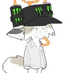 1:1 anthro beer_hat beverage beverage_can biped black_clothing black_hat black_headwear black_nose canid canine chibi clothed clothing colored digital_media_(artwork) drinking drinking_straw energy_drink eyelashes eyelashes_through_hair female fox front_view fur grey_body grey_clothing grey_ears grey_fur grey_shirt grey_topwear hair hat headgear headwear kemono mammal mayo_the_fox monster_energy multicolored_body multicolored_fur multicolored_hair multicolored_tail portrait pupils shirt simple_background slit_pupils solo standing tail tan_body tan_fur tan_hair tan_tail three-quarter_portrait three-quarter_view topwear translucent translucent_hair two_tone_hair two_tone_tail white_background white_body white_eyes white_fur white_hair white_inner_ear white_tail