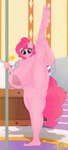 absurd_res anthro areola big_breasts biped bodily_fluids breasts cogsfixmore equid equine female flexible friendship_is_magic genital_fluids genitals hair hasbro hi_res horse huge_breasts mammal my_little_pony nipples nude one_leg_up pink_body pink_hair pinkie_pie_(mlp) pole pony pussy raised_leg solo splits spread_legs spreading standing vaginal_fluids vertical_splits