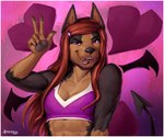 2024 5_fingers absurd_res anthro black_body black_fur border bra breasts brown_body brown_fur bust_portrait canid canine canis cleavage clothed clothing dobermann domestic_dog eyebrows female fingers fur greasymojo hair heart_symbol hi_res long_hair looking_at_viewer mammal maya_(greasymojo) multicolored_body multicolored_fur narrowed_eyes pawpads pinscher portrait purple_eyes simple_background solo sports_bra teeth tongue tongue_out two_tone_body two_tone_fur underwear white_background white_border