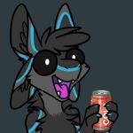 1:1 2019 4_ears ambiguous_gender animated anthro avali beverage black_body black_fur black_sclera blue_body blue_fur bust_portrait can container felisrandomis fur grey_body grey_fur holding_object icon jitter low_res meme multi_ear nude open_mouth portrait short_playtime simple_background smile soda solo