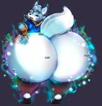 absurd_res aero_vonheart aerothefox anthro big_butt bubble_butt butt butt_expansion canid canine clothed clothing expansion female fox gammanaut hair hand_on_butt hi_res huge_butt hyper hyper_butt inflation legwear looking_back magic mammal muffin_top_(general_use) muffin_top_(legwear) muffin_top_(thigh_highs) one_eye_closed open_mouth rear_view simple_background solo standing thigh_highs wide_hips