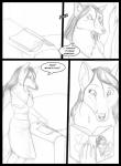 anthro arania book breasts canid canine clothed clothing comic dave_(tcitw) dialogue dress english_text female fox fur hair herm_(lore) long_hair mammal monochrome tail text the_cabin_in_the_woods_(arania)