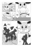 absurd_res ambiguous_gender black_and_white border comic dialogue dipstick_tail dokuase duo ear_markings eevee eeveelution emanata english_text eyes_closed facial_markings feral fin fish forehead_markings frown fur generation_1_pokemon generation_2_pokemon greyscale hand_on_chin hard_translated head_markings hi_res japanese_text jumping leg_markings marine markings monochrome multicolored_body multicolored_fur neck_tuft nintendo open_mouth partially_submerged pointy_speech_bubble pokemon pokemon_(species) right_to_left ring_(marking) river simple_background speech_bubble standing_in_water surprise tail tail_markings text third-party_edit translated translation_edit translucent tuft two_tone_body two_tone_fur umbreon white_background white_border