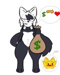 anthro canid canine canis domestic_cat domestic_dog duo embarrassed felid feline felis female hi_res julio_noob julionoob100 male male/female mammal money umbra_(defunctumbra)