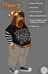 ambiguous_gender anthro belt big_bulge biped bottomwear bovid brown_body brown_fur bulge caprine clothing eyewear footwear fur fur_pattern glasses goat hi_res honey_the_goat horn lisamix_art mammal nonbinary_(lore) orange_body orange_fur overweight pants pattern_clothing patterned_fur plantigrade shirt shoes solo striped_clothing stripes t-shirt topwear yellow_body yellow_fur