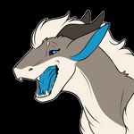 1:1 alpha_channel blue_eyes felkin feral grey_body horn mane open_mouth outline simple_background symrea teeth telegram_sticker transparent_background wyldwulf