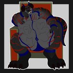 1:1 anthro belly big_belly big_muscles chair fully_inside furniture hand_on_belly hi_res horn licking licking_lips male male_pred muscular muscular_male sitting solo tankdragon throne tongue tongue_out vore