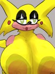 2024 3:4 anthro bedroom big_breasts blep breasts colored digital_media_(artwork) eulipotyphlan female generation_1_pokemon hedgehog hi_res hybrid looking_at_viewer mammal nintendo nipples nude pikachu pokemon pokemon_(species) rockpankake sega simple_background smile solo sonic_the_hedgehog_(series) sonichu_(character) sonichu_(series) tail tongue tongue_out yellow_body