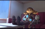 ambiguous_gender anthro boots clank_(ratchet_and_clank) clothed clothing duo eyes_closed footwear fur furniture gloves handwear hi_res holoflux_armor lombax machine male mammal markings pink_nose ratchet_(ratchet_and_clank) ratchet_and_clank ring_(marking) ringed_tail robot shoes sofa sony_corporation sony_interactive_entertainment striped_markings striped_tail stripes tail tail_markings thin_tail time_fluffy500 yellow_body yellow_fur