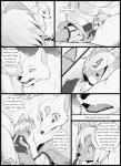 anthro canid canine canis celia_(s2-freak) cherry_(s2-freak) clothing comic domestic_dog english_text female feral fox greyscale hi_res macro male mammal monochrome s2-freak schwarzpelz text wolf