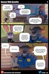 2023 anthro biped bovid bovine cape_buffalo chief_bogo clothed clothing comic detailed_background dialogue disney duo english_text female fur grey_body grey_fur hi_res horn judy_hopps lagomorph leporid male mammal purple_eyes rabbit siroc sitting speech_bubble text url zootopia