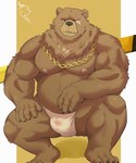 anthro asian_clothing bear belly ben_bigger biceps brown_body brown_fur bulge clothing east_asian_clothing facial_scar fundoshi fur hfengfffff hi_res japanese_clothing jewelry male mammal mihoyo missing_eye musclegut muscular navel necklace nipples pecs scar solo underwear zenless_zone_zero