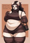 anthro big_breasts blush bottomwear breasts canid canine clothing crop_top curvy_figure cutoffs daisy_dukes denim denim_bottomwear denim_clothing digital_media_(artwork) english_text fat_rolls female fur fur_tuft gloves hair handwear heart_symbol hi_res hotpants legwear love_handles mammal maned_wolf meme meme_clothing midriff obese obese_female overweight overweight_female purse shirt shorts simple_background skindentation solo squish stretch_marks sweater talking_to_viewer text thick_thighs thigh_highs thigh_squish topwear trans_(lore) trans_woman_(lore) tuft virgin_killer_sweater voluptuous wandwess wess_(wandwess) white_body wide_hips