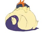 ambiguous/ambiguous ambiguous_gender feral generation_2_pokemon generation_8_pokemon hi_res hisuian_form hisuian_typhlosion immobile looking_at_another lying morbidly_obese nintendo obese on_back open_mouth overweight pokemon pokemon_(species) regional_form_(pokemon) simple_background smile text typhlosion white_background zephy_03