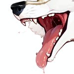 1:1 2024 absurd_res ambiguous_gender bodily_fluids canid canine canis detailed_mouth drooling fangs fur grey_body grey_fur heart_symbol hi_res mammal mouth_shot open_mouth saliva saliva_string solo teeth uvula vespenstudios white_body white_fur wolf