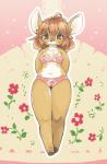 abstract_background ahoge anthro blush bra brown_body brown_eyes brown_fur clothed clothing deer embarrassed female floral_background floral_pattern floral_pattern_bra floral_pattern_underwear floral_print floral_print_panties floral_print_underwear flower flower_bra flower_panties flower_underwear front-print_panties fur hair hands_behind_back hooves kemono mammal multicolored_body multicolored_fur panties pattern_bra pattern_clothing pattern_topwear pattern_underwear pink_bra pink_clothing pink_panties pink_underwear plant print_clothing print_panties print_underwear red_hair smile solo topwear two_tone_body two_tone_fur underwear underwear_only utsuki_maito white_body white_fur wide_hips