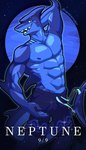 2022 4:7 abs anthro biceps biped blue_body blue_eyes bottomwear claws clothed clothing cosmic_background digital_media_(artwork) dorsal_fin elbow_fin fin fish front_view gills great_white_shark head_fin long_tail looking_at_viewer mackerel_shark male marine multicolored_body muscular muscular_anthro muscular_male neck_gills neptune_(planet) neptune_(solar_house) nipples pants partially_clothed pecs planet shaded shark sharp_teeth shorts signature smile solar_house solo standing symbol tail tail_fin teeth text topless vanadiumvalor white_shark