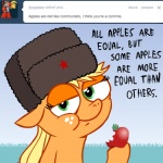 1:1 apple applejack_(mlp) ask_jappleack blonde_hair clothing dialogue earth_pony eating english_text equid equine female feral food freckles friendship_is_magic fruit green_eyes hair hasbro hat headgear headwear horse hotdiggedydemon mammal my_little_pony plant pony ponytail solo text tumblr