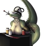 1:1 anthro bent_over big_breasts big_butt breast_rest breasts butt clothing container crocodile crocodilian electronics female gun hat headgear headwear horn jar jarate knife looking_at_viewer miss-mundany_(photolol.03) non-mammal_breasts photolol.03 raised_tail ranged_weapon reptile rifle scalie scar sniper_(team_fortress_2) sniper_rifle solo tail team_fortress_2 television thick_tail thick_thighs valve weapon wide_hips