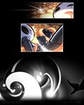 2024 4:5 5_fingers arthropod artist_name black_body black_eyes black_hands comic digital_media_(artwork) english_text eyebrows female fingers flat_chested heart_symbol hi_res hollow_knight hornet_(hollow_knight) internal jellli looking_at_object looking_at_weapon motion_lines nude orange_tentacles page_number reaching team_cherry tentacle_around_leg tentacles text the_infection_(hollow_knight) weapon white_head