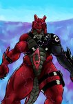 absurd_res bodily_fluids dragon epic_games erection fortnite genital_fluids hi_res hybrid_(fortnite) lancethewereyena male muscular mythological_creature mythological_scalie mythology precum scalie solo