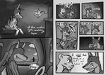 absurd_res anthro blush blush_lines canid canine canis clothed clothing comic desert dialogue digital_media_(artwork) dobermann domestic_dog duo english_text felid female flashback fur halcyon_(series) hi_res lion lost_andsafe male male/female mammal monochrome open_mouth pantherine pinscher quinlan_(halcyon) sand simple_background sky smile speech_bubble text vehicle wendover_(halcyon) young