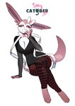 2022 4_toes absurd_res anthro armwear barefoot big_breasts biped bottomwear bow_tie breasts bridal_gauntlets catober catober_2022 cleavage clothed clothing crossed_legs digital_media_(artwork) eeveelution feet felid feliscede female full-length_portrait fully_clothed generation_6_pokemon hair_bow_(anatomy) hi_res leggings legwear looking_at_viewer mammal nintendo pattern_clothing pattern_legwear paws pink_body pokemon pokemon_(species) portrait red_eyes ribbons_(anatomy) simple_background sitting smile solo striped_clothing striped_legwear stripes sylveon tight_bottomwear tight_clothing tight_topwear toes topwear white_background white_body wide_hips