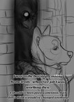 Rating: s
ID: 5590021
Date: 2025-05-22 03:12:34 -0400
Status: active
Score: 1
anthro avian bird brick_wall canid canine canis clothed clothing comic corvid detailed_background domestic_dog duo english_text fur greyscale headshot_portrait hi_res madmaw_(rottingxrooster) male mammal monochrome one_panel_comic oscine passerine portrait puppy_meats side_view sketch text wall_(structure) post #5590021