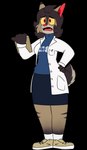 2018 4_fingers alpha_channel anthro biologist biped black_eyebrows black_markings black_mouth black_tail black_whiskers blue_clothing blue_sweater blue_topwear bottomwear breasts brown_body brown_countershading brown_fur brown_markings brown_stripes cheek_tuft chokovit_(artist) clipboard clothed clothed_anthro clothed_female clothing coat colored countershade_face countershade_fur countershade_tail countershading digital_drawing_(artwork) digital_media_(artwork) dipstick_ears ear_markings eyebrow_through_hair eyebrows eyelashes facial_tuft felid feline female female_anthro fingers footwear front_view full-length_portrait fur fur_tuft gloves_(marking) hair hand_on_hip hi_res holding_clipboard holding_object lab_coat leg_markings lillian_wattson lynx mammal markings mature_anthro mature_female multicolored_ears open_clothing open_lab_coat pen pen_in_pocket pencil_skirt pockets portrait prick_ears pupils purple_bottomwear purple_clothing purple_skirt red_eyes red_inner_ear red_nose red_tongue scut_tail shoes short_tail simple_background skirt sneakers socks socks_(marking) solo standing striped_cheeks striped_legs stripes sweater tail tan_body tan_countershading tan_sneakers teeth tongue topwear translucent translucent_hair transparent_background tuft turtleneck whiskers white_clothing white_footwear white_lab_coat white_socks yellow_sclera