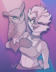 Rating: s
ID: 4002351
Date: 2023-04-19 15:19:42 -0400
Status: active
Score: 52
anthro avian bandage_on_beak beak bird breasts clothed clothing collar digital_media_(artwork) duo eyebrow_piercing facial_piercing female feral great_horned_owl hi_res horned_owl joy_(shammy) owl piercing sharkstuff simple_background size_difference spiked_collar spikes topwear true_owl post #4002351