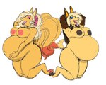 2024 absurd_res anthro areola belly big_belly biped both_pregnant breasts canid canine canis dripdry duo ears_up female hair herro hi_res jackal long_hair mammal milftails_(herro) multiple_pregnancies navel nipples nude open_mouth pawpads paws pregnant pregnant_anthro pregnant_female raised_tail tail tongue tongue_out