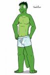 2:3 absurd_res alligator alligatorid anthro boxers_(clothing) character_name clothed clothing crocodilian fuze hi_res male nipples pattern_clothing pattern_underwear reptile scalie sheldon_abel simple_background solo striped_clothing striped_underwear stripes texnatsu topless underwear white_background