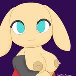 1:1 2022 anthro breasts canid cave_story clothing digital_drawing_(artwork) digital_media_(artwork) fan_character female fur lagomorph leporid looking_at_viewer mammal mial_the_mimiga mimiga nipples portrait rabbit shaded signature simple_background smile solo