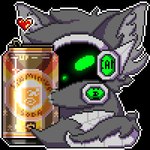 1:1 activision animated anthro beverage beverage_can biped c.a.m. call_of_duty call_of_duty:_black_ops_cold_war canid canine canis cod_zombies container cybernetics digital_drawing_(artwork) digital_media_(artwork) digitigrade fluffy fluffy_tail fur glowing glowing_body glowing_eyes green_body green_eyes green_glow grey_body grey_fur grey_hair grey_tail hair heart_reaction heart_symbol holding_beverage holding_object hug hugging_object jackal likara love low_res machine male mammal military perk_a_cola protogen protogen_armor protogen_face protogen_visor protogenized robotic short_playtime solo special_forces stamin-up_(perk-a-cola) tail tuft yuri_chacal