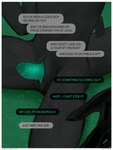 2024 absurd_res alien animal_genitalia anthro becoming_erect border comic dialogue english_text genital_slit genitals good_boy green_penis hi_res horror_(theme) male penile_spines penis sharkinthepark slit_penis solo speech_bubble spikes tail text white_border