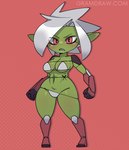 2023 alternate_costume armor bikini blush breasts clothed clothing digital_drawing_(artwork) digital_media_(artwork) eye_through_hair female female_humanoid fingers fist footwear full-length_portrait goblin gramdraw green_body green_ears green_face green_skin hair hi_res humanoid humanoid_pointy_ears narrowed_eyes navel not_furry portrait rami_(gramdraw) red_eyes sharp_teeth silver_hair skimpy standing swimwear teeth text thick_thighs translucent translucent_hair two-piece_swimsuit unconvincing_armor url warrior wide_hipped_female wide_hipped_humanoid wide_hips wrist_guards