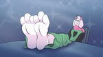 16:9 3_toes among_us_pareidolia animated anthro barefoot blinking blush bovid caprine clothed clothing curling_toes deltarune eyewear feet foot_focus glasses horn male mammal ohmagaz ralsei red_eyes short_playtime smile soles solo toes undertale_(series) widescreen