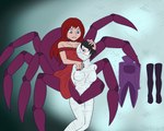 5:4 arachnid arthropod bdsm bondage bound drider dungeons_and_dragons encasement female female/female hair hasbro hooded intimate laressa_(menchicutlets) latex menchicutlets mummification mummified phantom_(phantomdotexe) red_hair romantic silk spider story wizards_of_the_coast wrapped