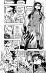 anthro breasts canid canine cleavage cleavage_cutout clothed clothing comic cookie_(furryfight_chronicles) cutout daigaijin dialogue english_text female fox fur furryfight_chronicles group hair hi_res kalita_(furryfight_chronicles) lagomorph leporid mammal midriff monochrome muko navel rabbit text