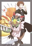 Rating: s
ID: 5565844
Date: 2025-05-11 23:48:25 -0400
Status: active
Score: 6
absurd_res anthro bandai_namco beak brown_body brown_feathers brown_hair claws clothed clothing crossdressing digimon digimon_(species) digimon_survive duo falcomon falcomon_(survive) feathers feet food green_eyes hair hi_res human maid_uniform male mammal minoru_hyuga mofumi_corvus pancake talons toes uniform post #5565844