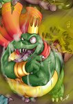 anthro belly bodily_fluids claws crocodile crocodilian crocodylid crown donkey_kong_(series) duo fart fart_cloud fart_fetish fart_torture farting_in_mouth farting_on_another gassy genitals group headgear hi_res humanoid_genitalia humanoid_penis king_k._rool laught468 male male/male mammal musk nintendo obese obese_anthro obese_male onomatopoeia open_mouth overweight overweight_anthro overweight_male penis procyonid raccoon reptile scalie size_difference small_penis smelly sound_effects sweat teeth text tongue tongue_out