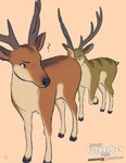 2023 antlers brown_body brown_fur deer digital_media_(artwork) duo feral feral_on_feral fur hi_res hooves horn intraspecies lizardlars male male/male mammal multicolored_body multicolored_fur quadruped question_mark spitey tan_body tan_fur two_tone_body two_tone_fur