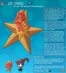 breasts chibi colored english_text female generation_1_pokemon hair hi_res human humanoid kinkymation legless male mammal marine navel nintendo pokemon pokemon_(species) pokemorph red_body staryu text unusual_hair