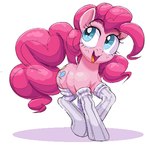 clothing equid female feral footwear friendship_is_magic hair hasbro hattsy mammal my_little_pony pink_body pink_hair pinkie_pie_(mlp) simple_background socks solo white_background