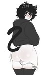 2:3 anal anal_penetration animal_humanoid ass_blush balls big_butt black_body black_clothing black_eyes black_fur black_hair black_hoodie black_legwear black_thigh_highs black_topwear blush bro_aniki butt cat_humanoid clothed clothing doomer_(bro_aniki) doomer_(meme) doomer_boy egg_vibrator felid felid_humanoid feline feline_humanoid femboy frown fur genitals hair hi_res hoodie humanoid legwear looking_at_viewer male mammal mammal_humanoid meme motion_lines no_underwear object_in_ass partially_clothed penetration sex_toy sex_toy_in_ass sex_toy_insertion simple_background solo tail thigh_highs topwear vibrating vibrator vibrator_in_ass white_background white_body white_skin