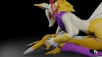 16:9 3d_(artwork) 4k absurd_res anthro bandai_namco breasts canid canine digimon digimon_(species) digital_media_(artwork) duo female female/female feral fox fur hi_res kyubi_(yo-kai_watch) level-5 mammal nipples nude renamon rnobina simple_background tail tongue widescreen yo-kai_watch